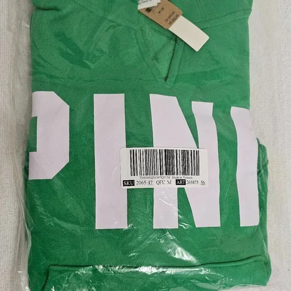 Victoria’s Secret PINK fleece cropped cinched campus hoodie size Medium  Green - Picture 12 of 12